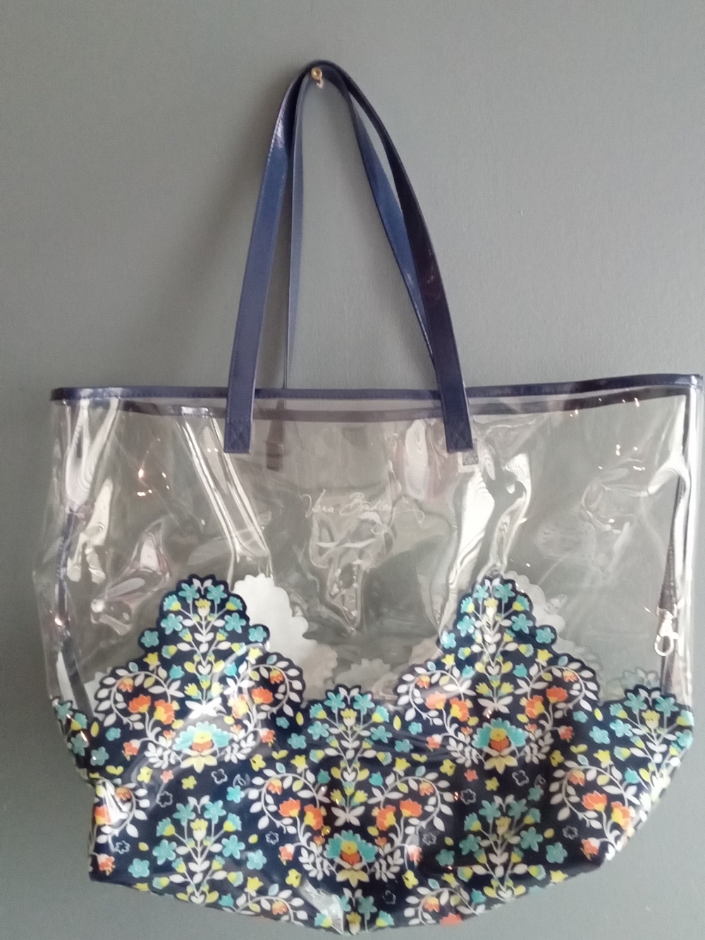 Vera Bradley Clear Floral Medallion Tote Bag and Pouch Set Stadium Approved Navy - Picture 8 of 8